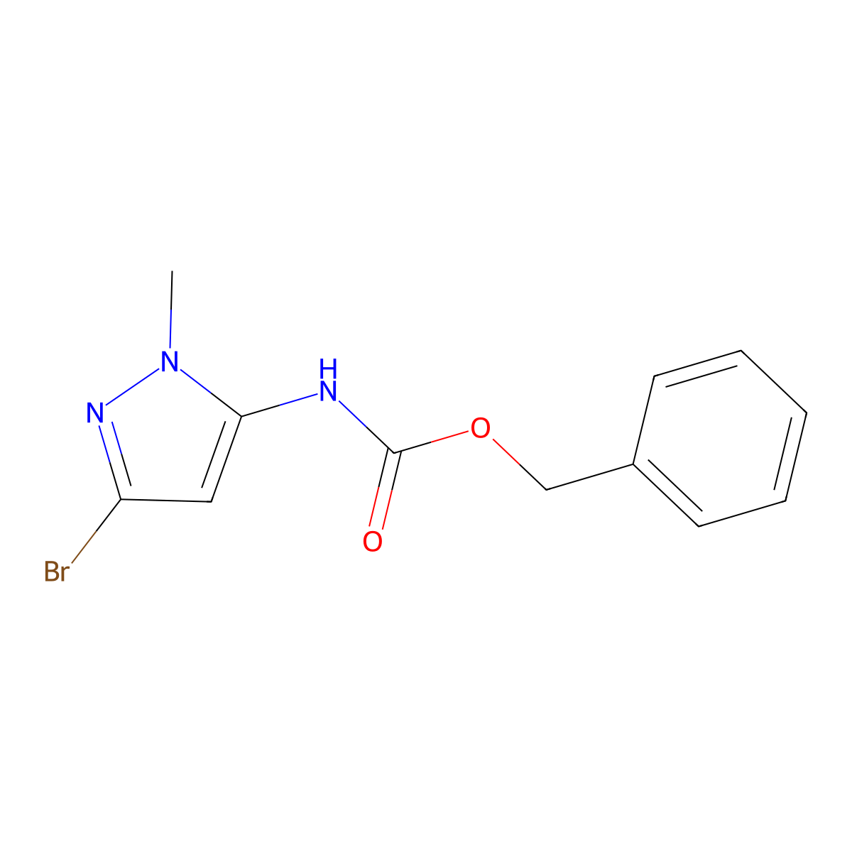 benzyl N-(3-bromo-1-methyl-1H-pyrazol-5-yl)carbamate molecular structure, CAS 2680902-75-2