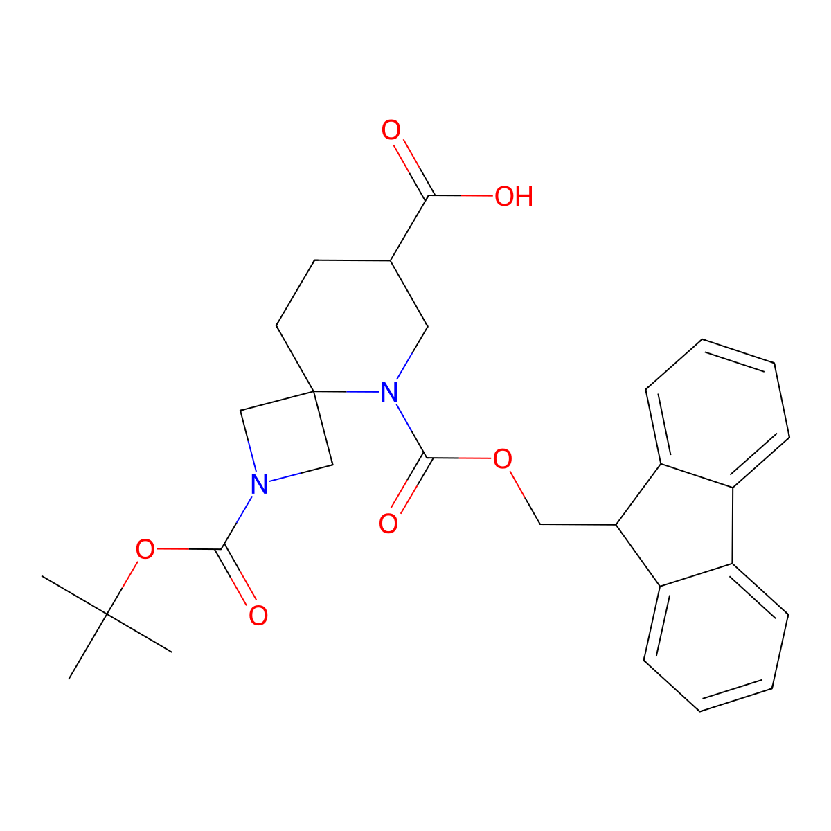 2-[(tert-butoxy)carbonyl]-5-{[(9H-fluoren-9-yl)methoxy]carbonyl}-2,5-diazaspiro[3.5]nonane-7-carboxylic acid molecular structure, CAS 2680902-77-4