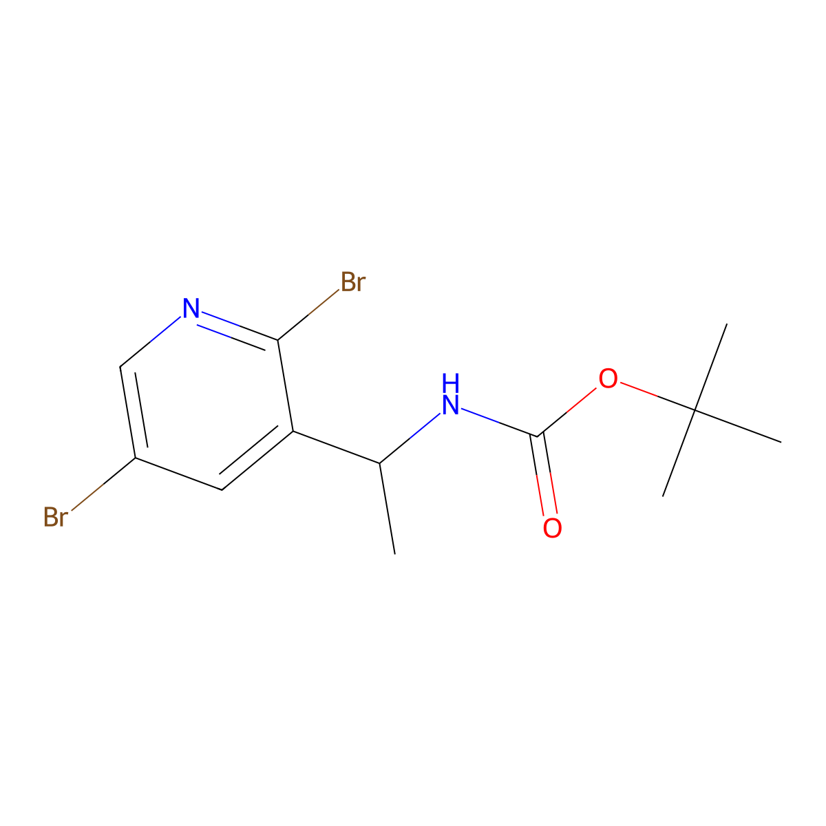 tert-butyl N-[1-(2,5-dibromopyridin-3-yl)ethyl]carbamate molecular structure, CAS 2680902-79-6