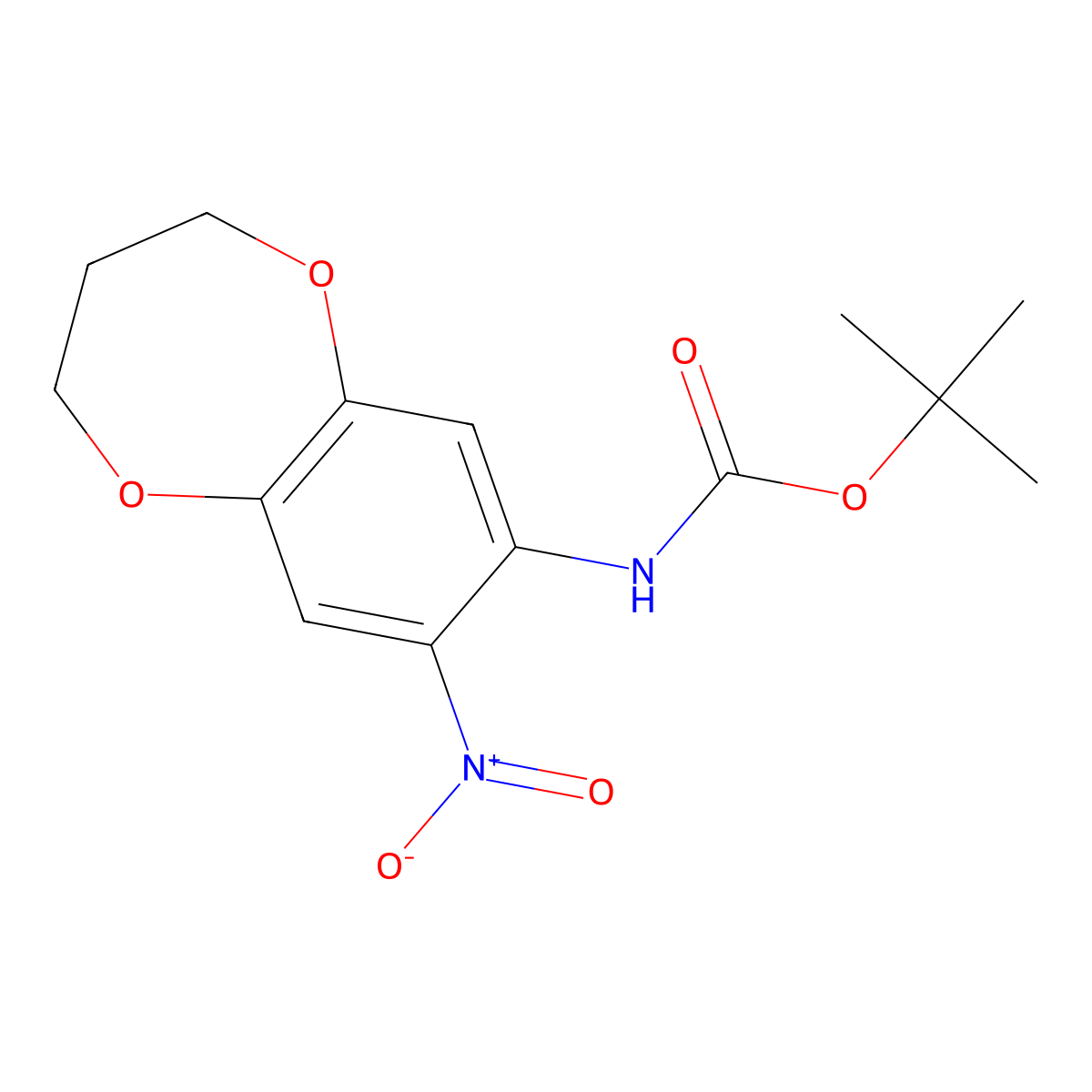 tert-butyl N-(8-nitro-3,4-dihydro-2H-1,5-benzodioxepin-7-yl)carbamate molecular structure, CAS 2680902-80-9