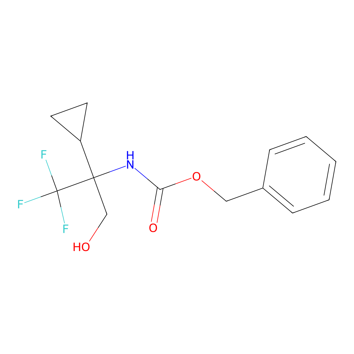 benzyl N-(2-cyclopropyl-1,1,1-trifluoro-3-hydroxypropan-2-yl)carbamate molecular structure, CAS 2680902-81-0