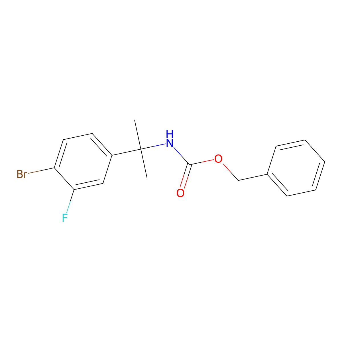 benzyl N-[2-(4-bromo-3-fluorophenyl)propan-2-yl]carbamate molecular structure, CAS 2680902-83-2