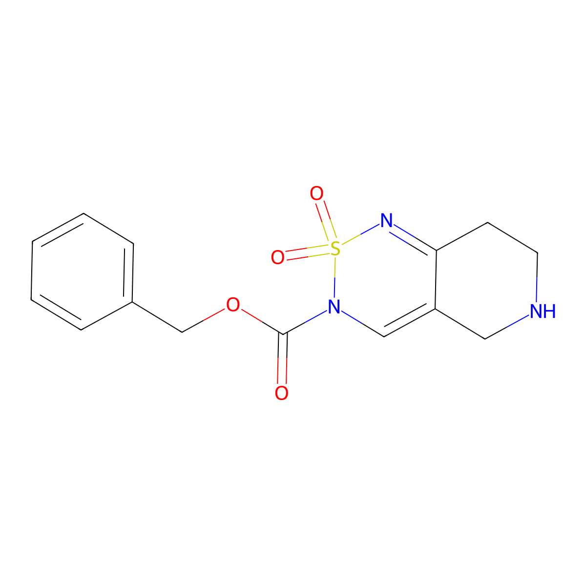 benzyl 2,2-dioxo-3H,5H,6H,7H,8H-2lambda6-pyrido[4,3-c][1,2,6]thiadiazine-3-carboxylate molecular structure, CAS 2680902-90-1