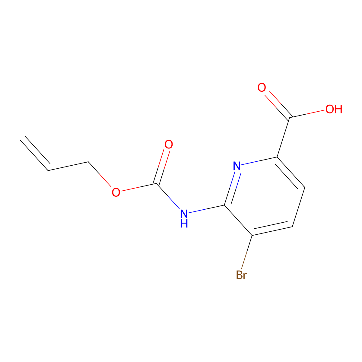 5-Bromo-6-{[(prop-2-en-1-yloxy)carbonyl]amino}pyridine-2-carboxylic acid molecular structure, CAS 2680902-93-4