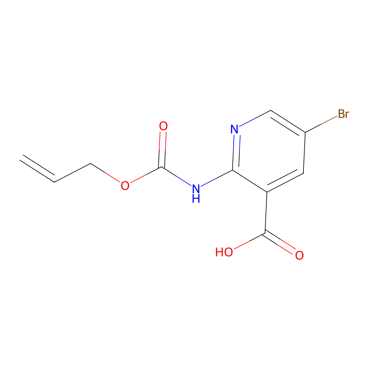5-Bromo-2-{[(prop-2-en-1-yloxy)carbonyl]amino}pyridine-3-carboxylic acid molecular structure, CAS 2680902-94-5