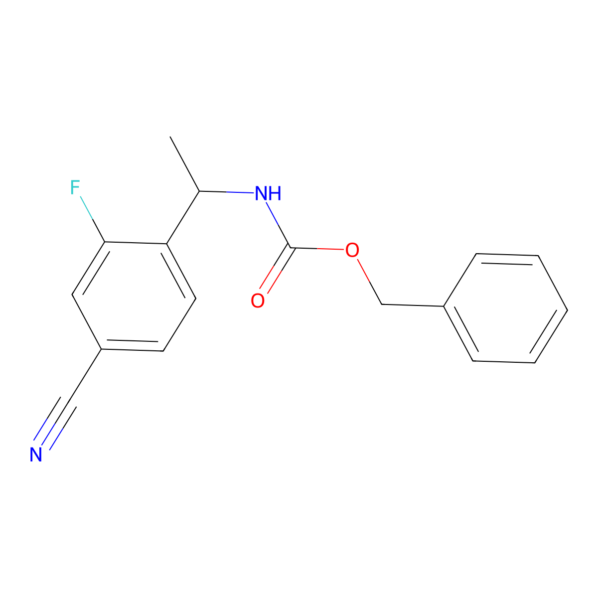 benzyl N-[1-(4-cyano-2-fluorophenyl)ethyl]carbamate molecular structure, CAS 2680902-95-6