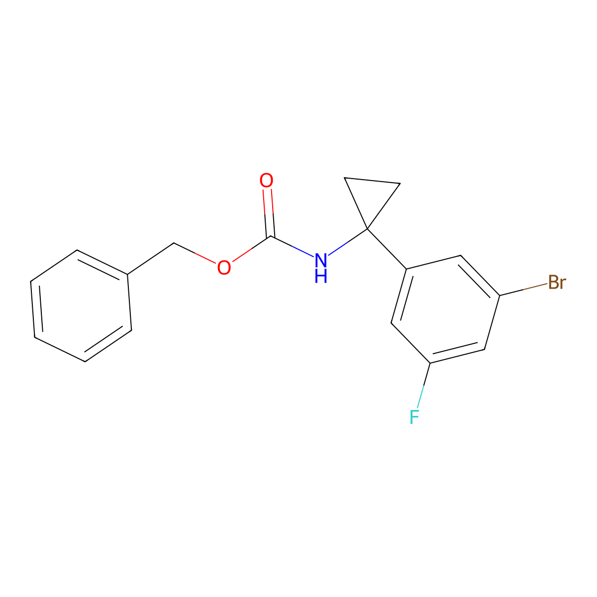 benzyl N-[1-(3-bromo-5-fluorophenyl)cyclopropyl]carbamate molecular structure, CAS 2680903-00-6