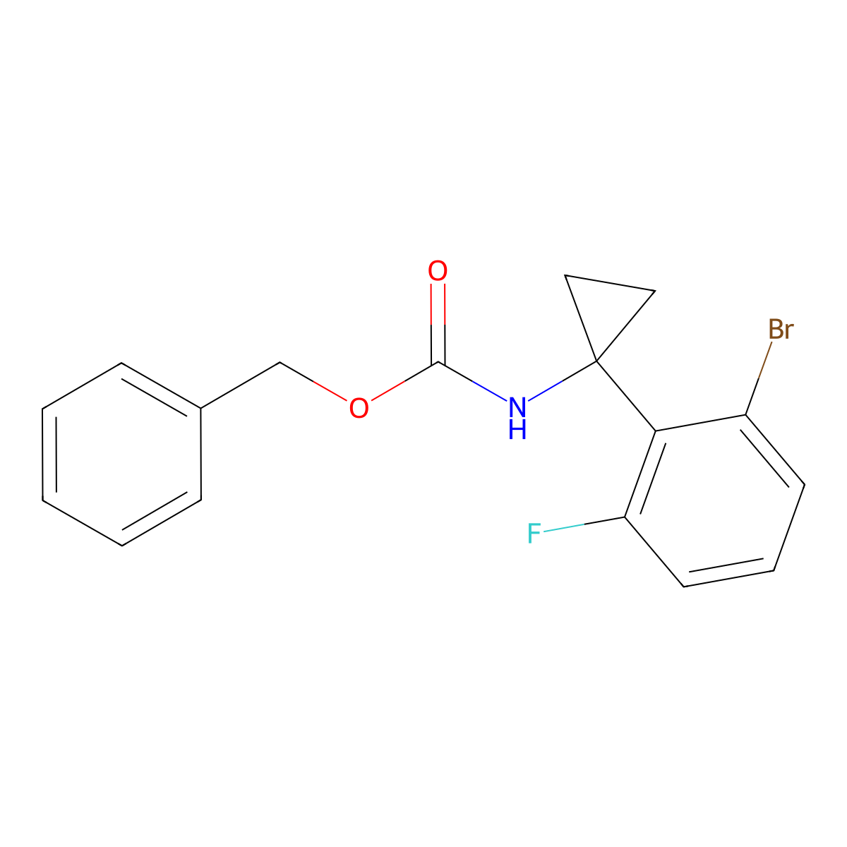 benzyl N-[1-(2-bromo-6-fluorophenyl)cyclopropyl]carbamate molecular structure, CAS 2680903-12-0