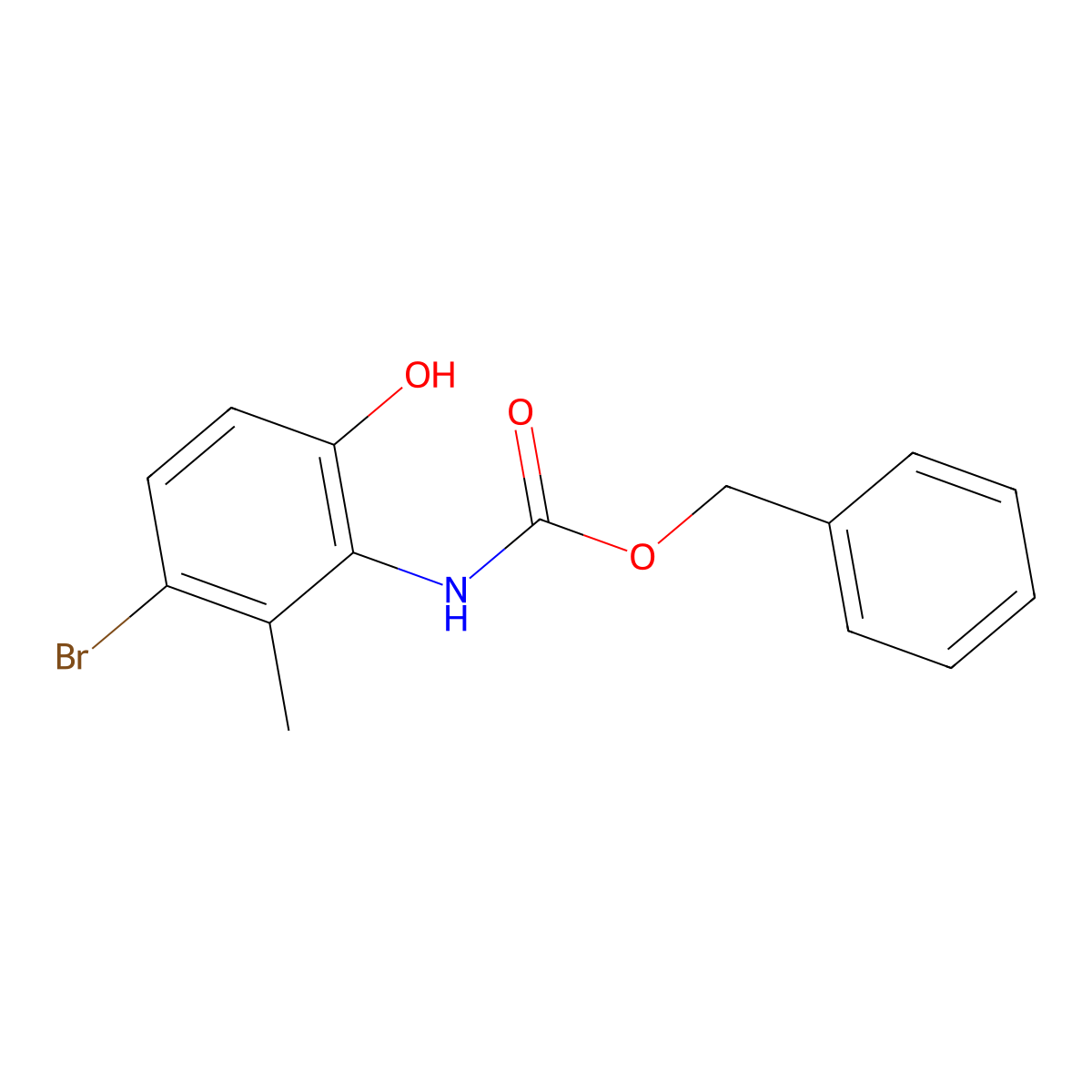 benzyl N-(3-bromo-6-hydroxy-2-methylphenyl)carbamate molecular structure, CAS 2680903-13-1
