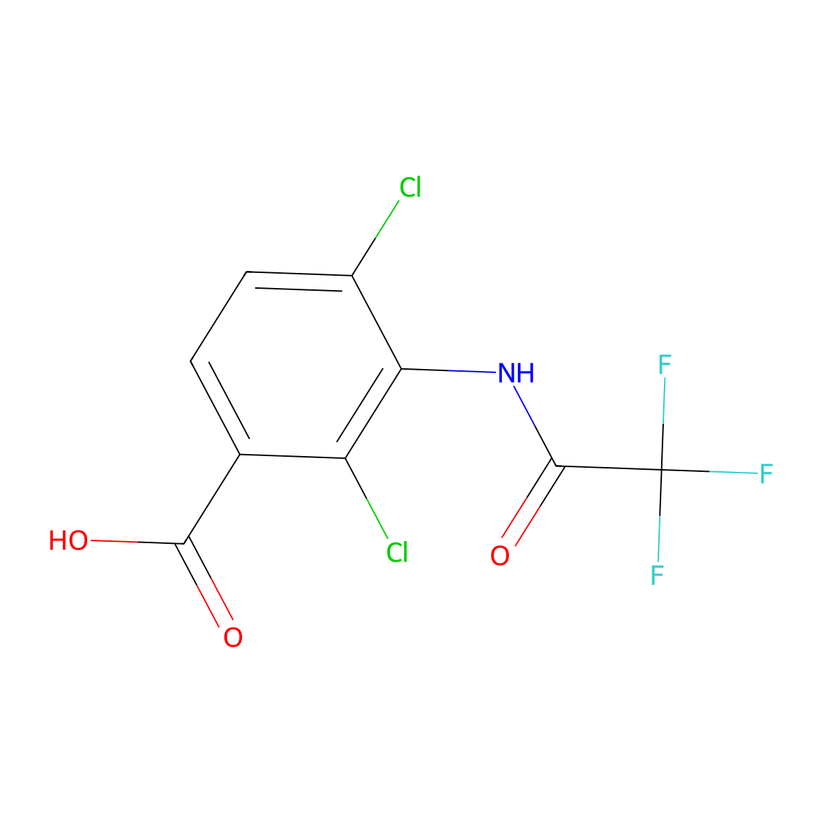 2,4-Dichloro-3-(2,2,2-trifluoroacetamido)benzoic acid molecular structure, CAS 2680903-20-0