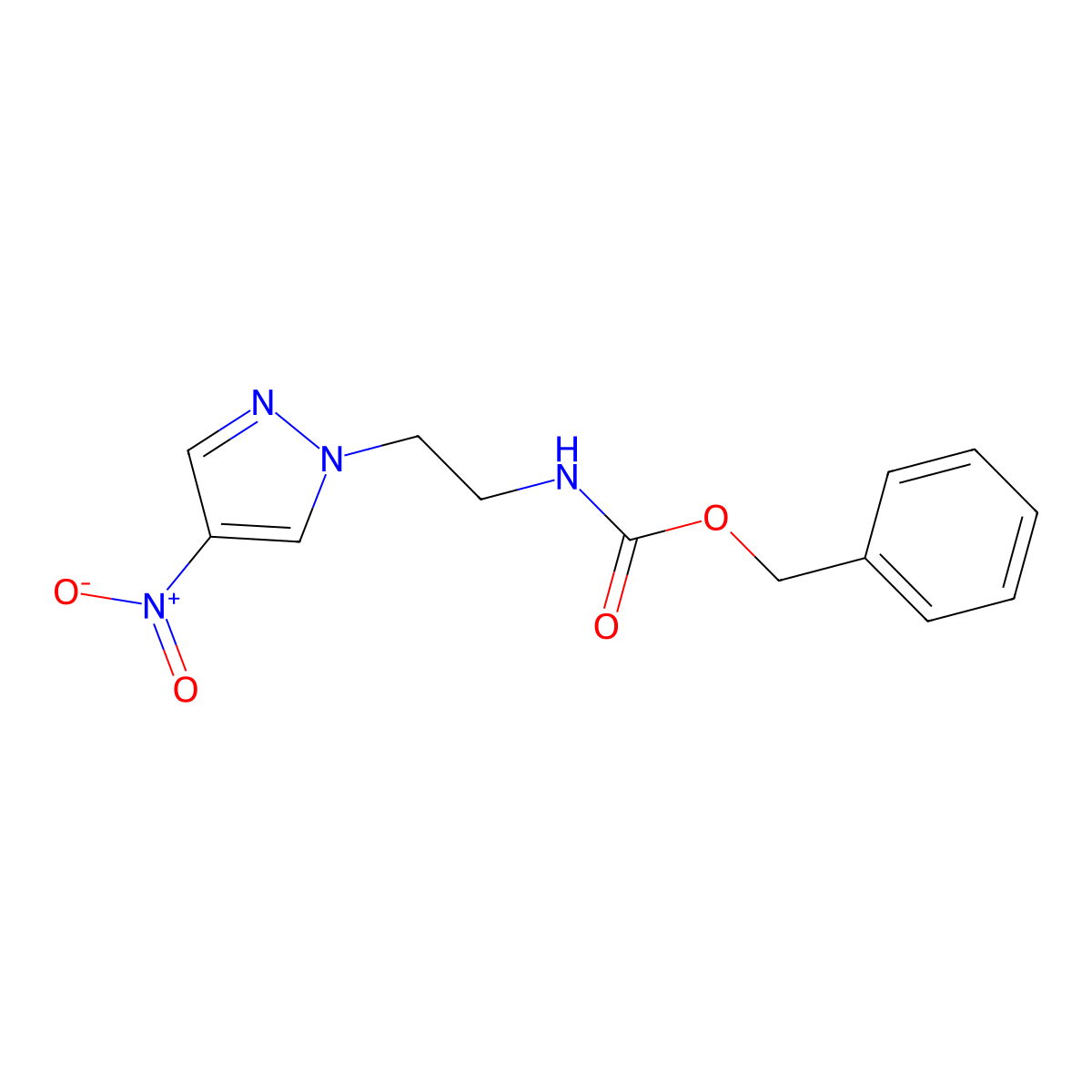 benzyl N-[2-(4-nitro-1H-pyrazol-1-yl)ethyl]carbamate molecular structure, CAS 2680903-21-1