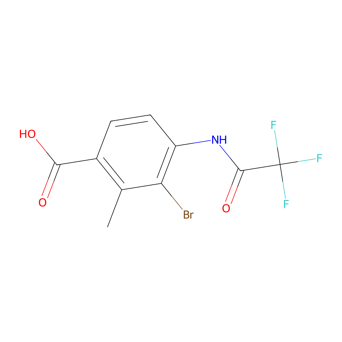 3-Bromo-2-methyl-4-(2,2,2-trifluoroacetamido)benzoic acid molecular structure, CAS 2680903-23-3