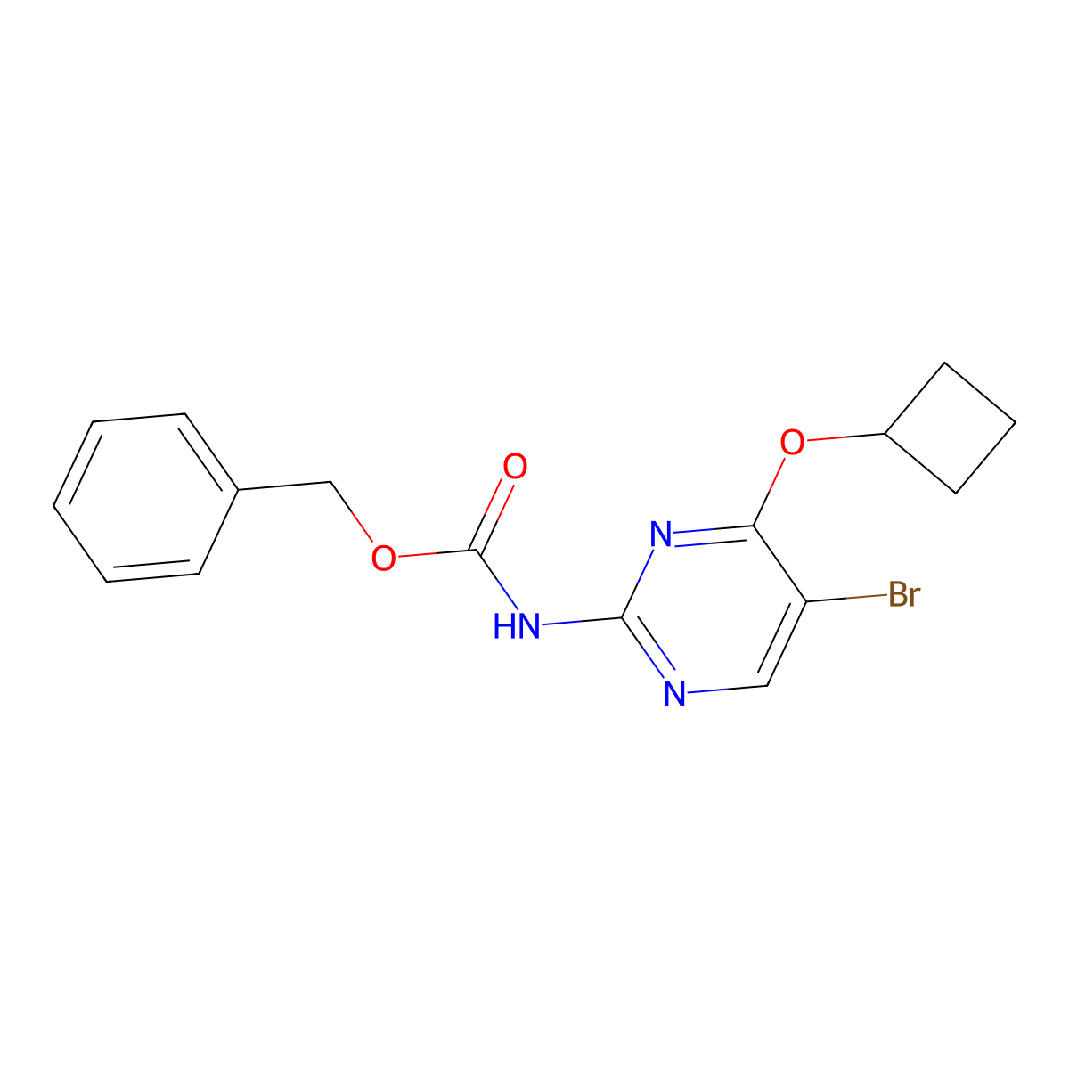 benzyl N-(5-bromo-4-cyclobutoxypyrimidin-2-yl)carbamate molecular structure, CAS 2680903-25-5