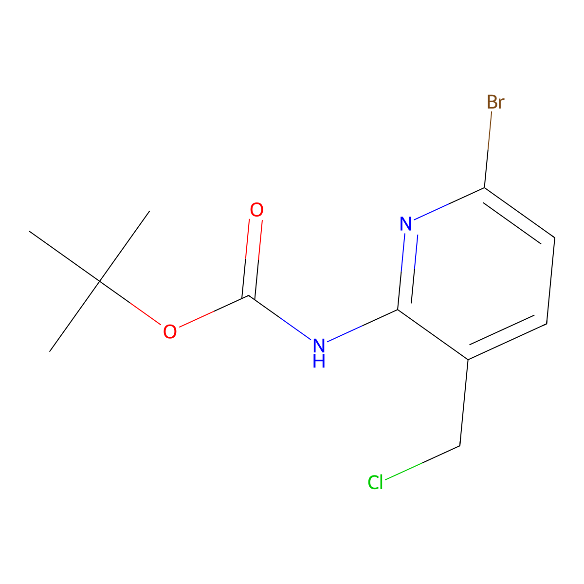 tert-butyl N-[6-bromo-3-(chloromethyl)pyridin-2-yl]carbamate molecular structure, CAS 2680903-31-3