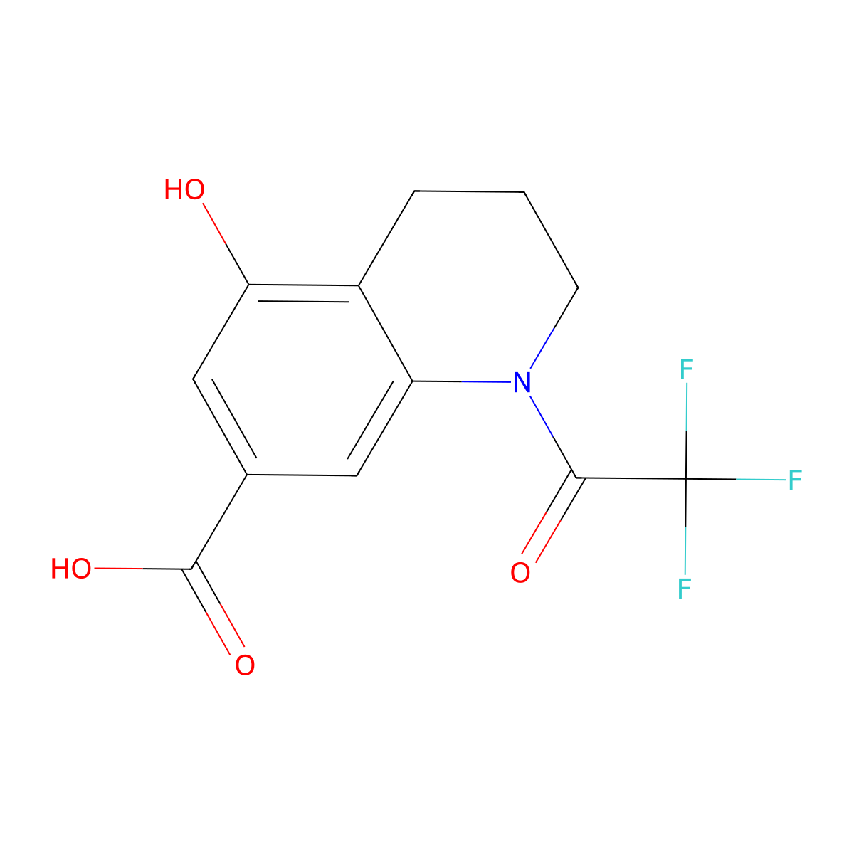 5-Hydroxy-1-(2,2,2-trifluoroacetyl)-1,2,3,4-tetrahydroquinoline-7-carboxylic acid molecular structure, CAS 2680903-36-8