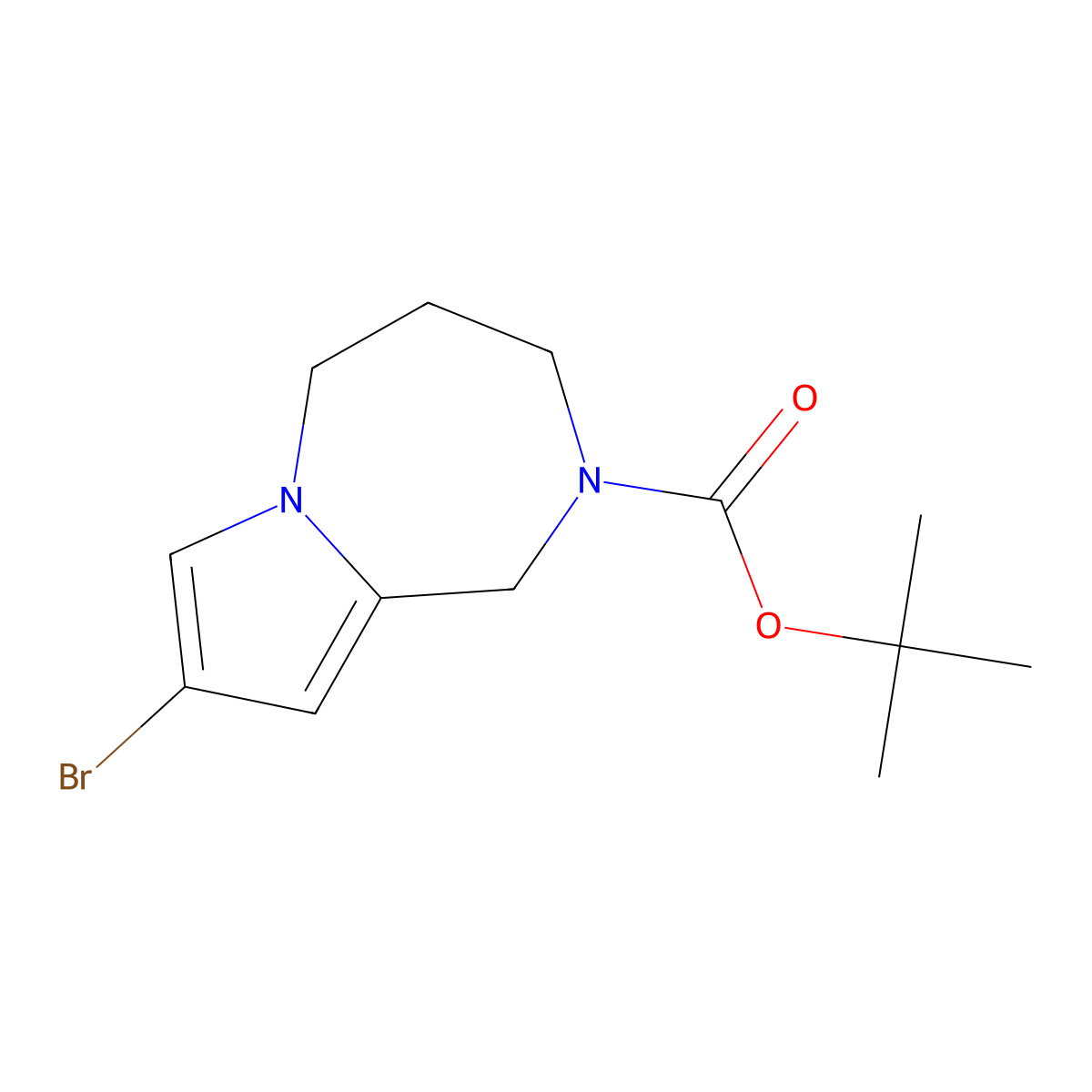 tert-butyl 8-bromo-1H,2H,3H,4H,5H-pyrrolo[1,2-a][1,4]diazepine-2-carboxylate molecular structure, CAS 2680903-38-0