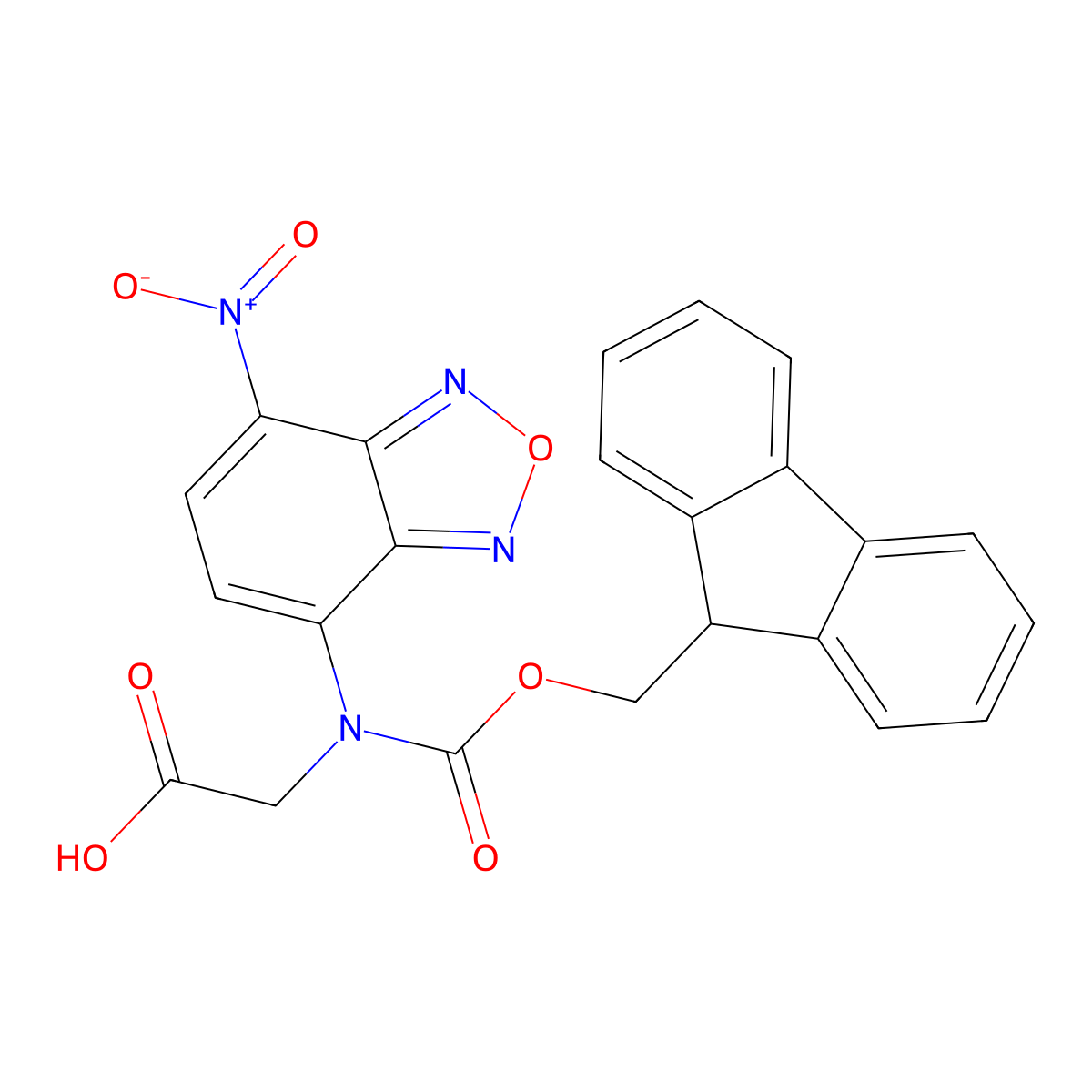 2-({[(9H-fluoren-9-yl)methoxy]carbonyl}(7-nitro-2,1,3-benzoxadiazol-4-yl)amino)acetic acid molecular structure, CAS 2680903-44-8
