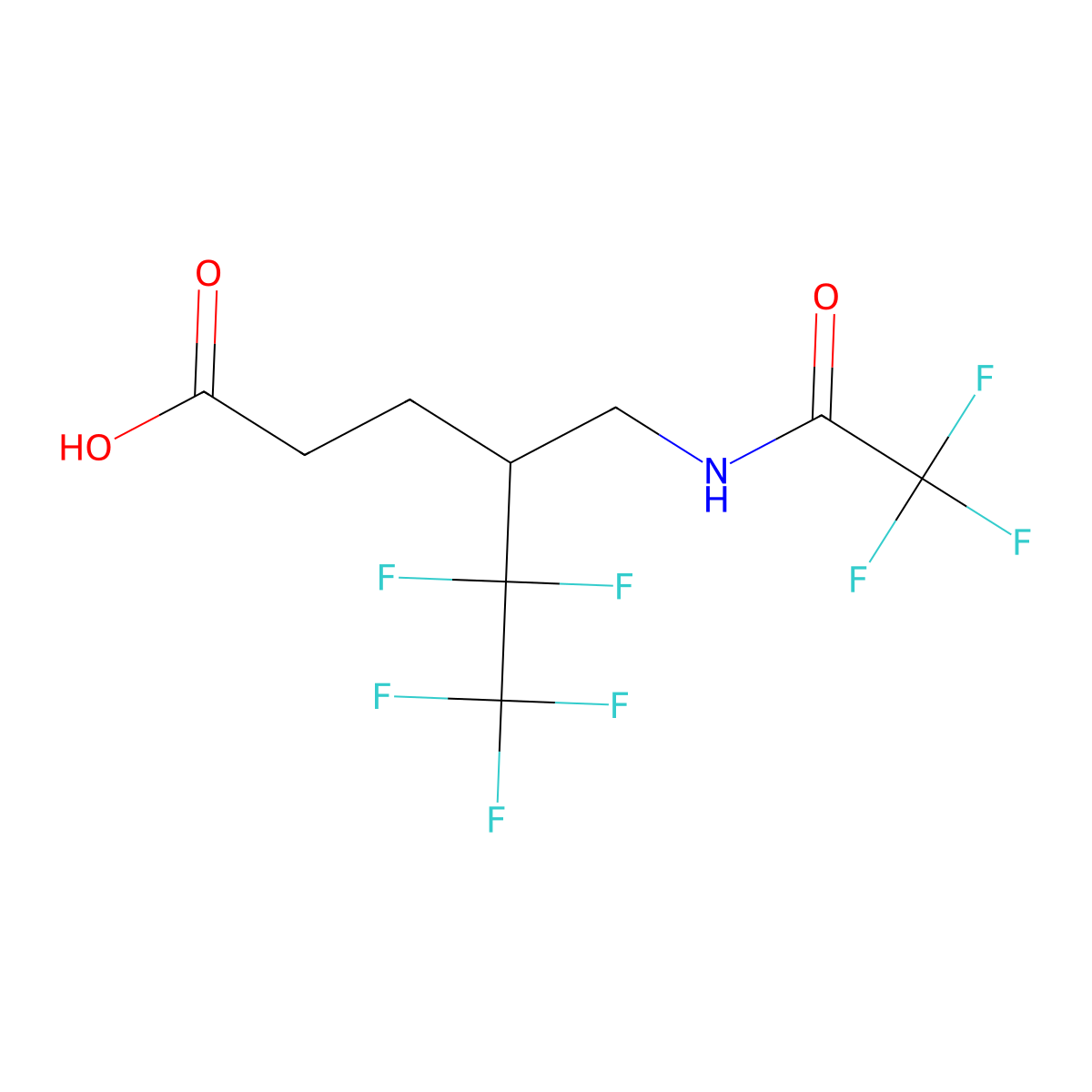 5,5,6,6,6-Pentafluoro-4-[(2,2,2-trifluoroacetamido)methyl]hexanoic acid molecular structure, CAS 2680903-47-1