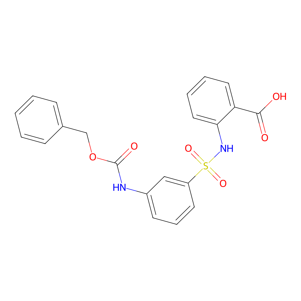2-(3-{[(Benzyloxy)carbonyl]amino}benzenesulfonamido)benzoic acid molecular structure, CAS 2680903-49-3