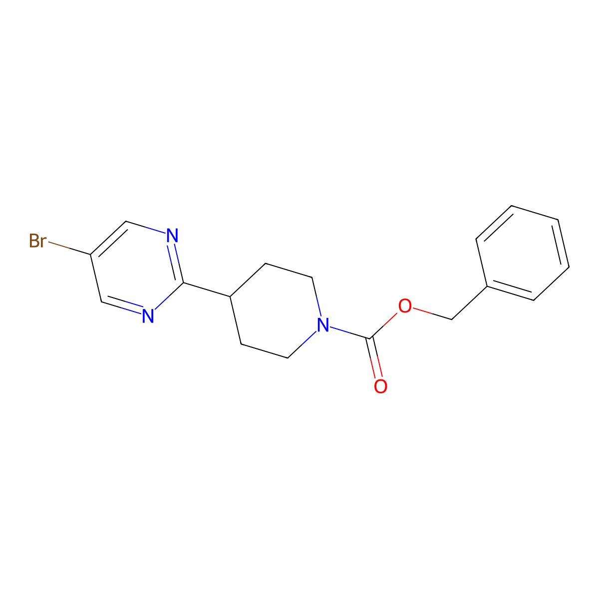 Benzyl 4-(5-bromopyrimidin-2-yl)piperidine-1-carboxylate molecular structure, CAS 2680903-61-9
