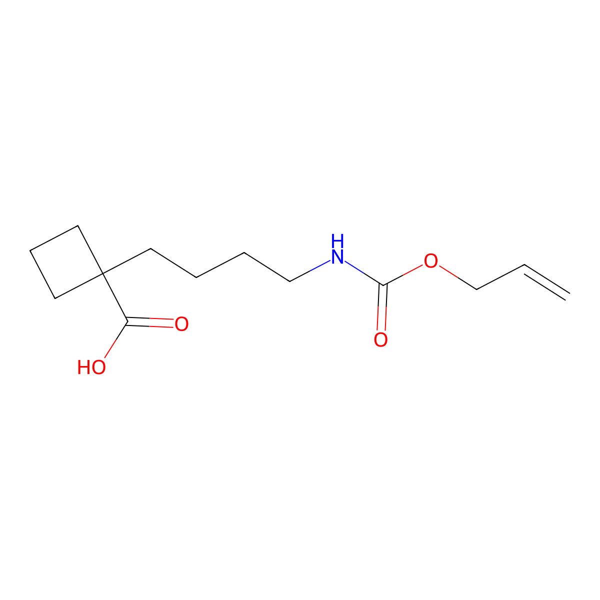 1-(4-{[(Prop-2-en-1-yloxy)carbonyl]amino}butyl)cyclobutane-1-carboxylic acid molecular structure, CAS 2680903-69-7