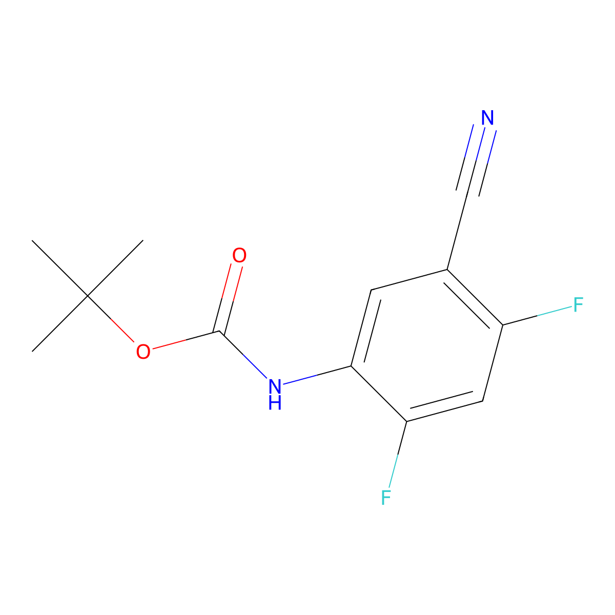 tert-butyl N-(5-cyano-2,4-difluorophenyl)carbamate molecular structure, CAS 2680903-74-4