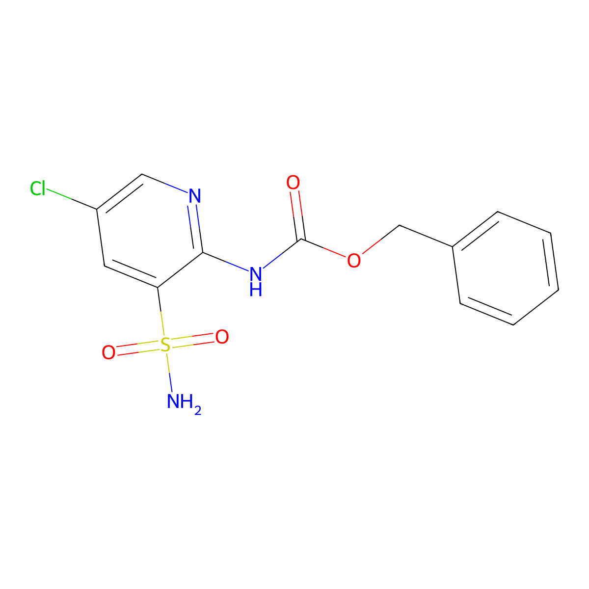benzyl N-(5-chloro-3-sulfamoylpyridin-2-yl)carbamate molecular structure, CAS 2680903-78-8