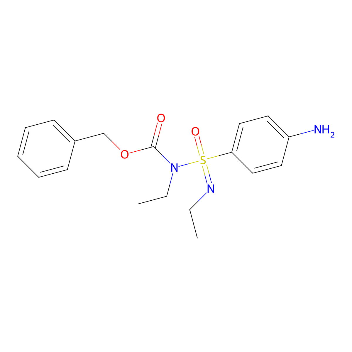 benzyl N-[(4-aminophenyl)(ethylimino)oxo-lambda6-sulfanyl]-N-ethylcarbamate molecular structure, CAS 2680903-87-9