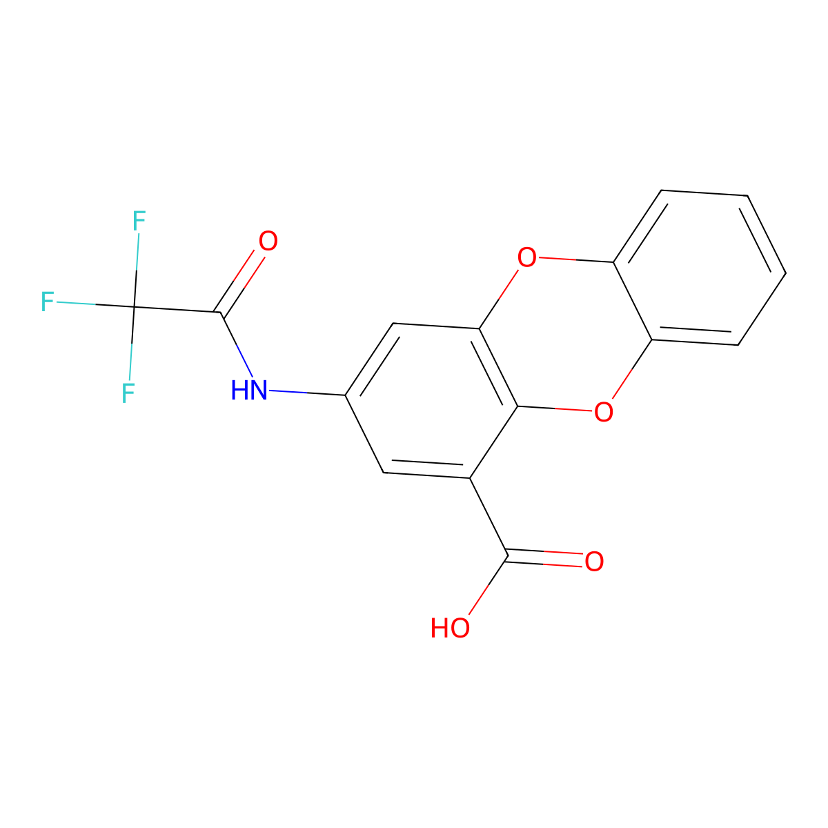 3-(2,2,2-Trifluoroacetamido)oxanthrene-1-carboxylic acid molecular structure, CAS 2680903-93-7