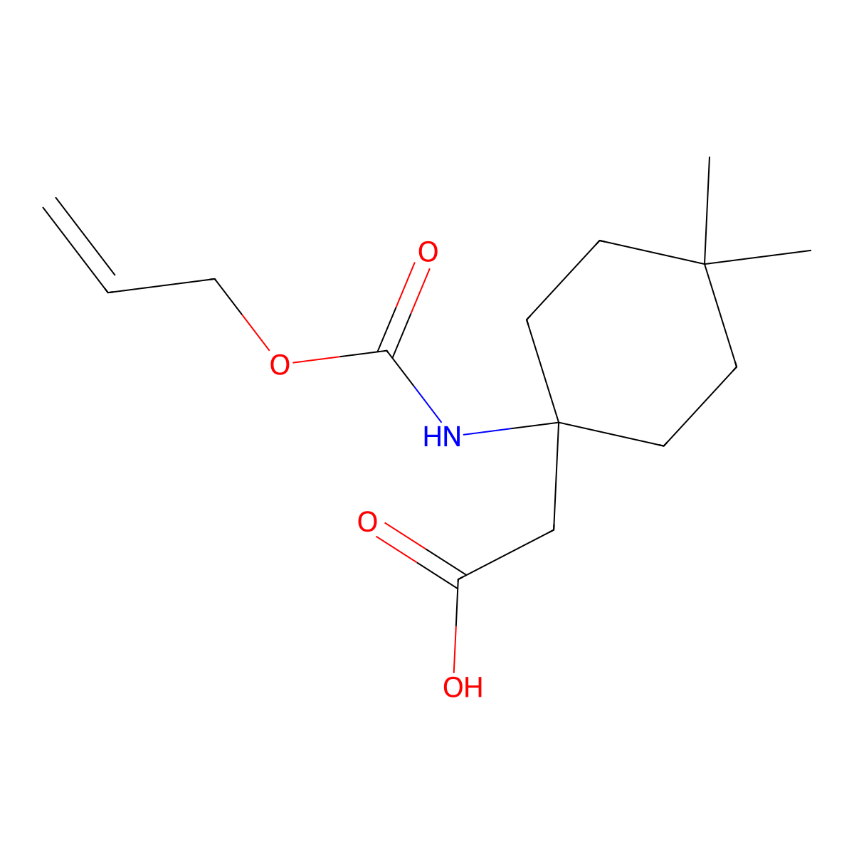 2-(4,4-Dimethyl-1-{[(prop-2-en-1-yloxy)carbonyl]amino}cyclohexyl)acetic acid molecular structure, CAS 2680903-95-9