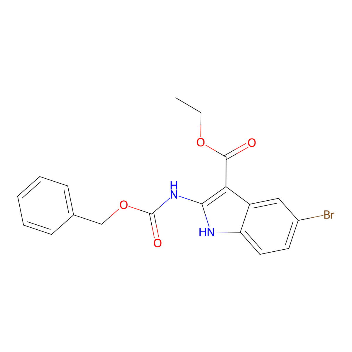 ethyl 2-{[(benzyloxy)carbonyl]amino}-5-bromo-1H-indole-3-carboxylate molecular structure, CAS 2680904-00-9