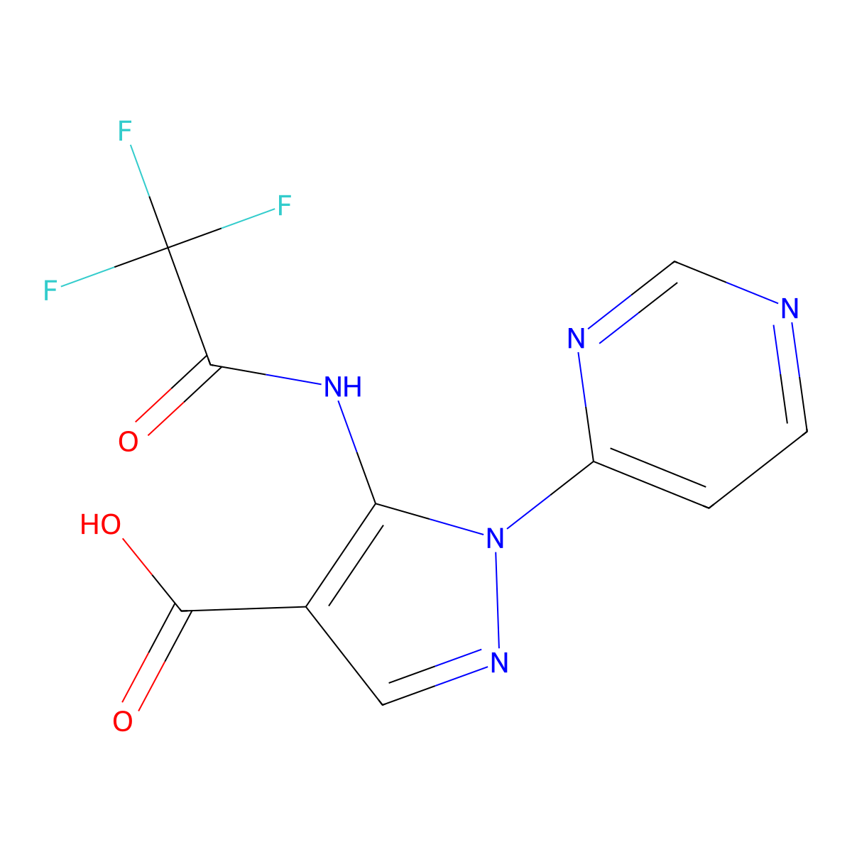 1-(pyrimidin-4-yl)-5-(2,2,2-trifluoroacetamido)-1H-pyrazole-4-carboxylic acid molecular structure, CAS 2680904-11-2