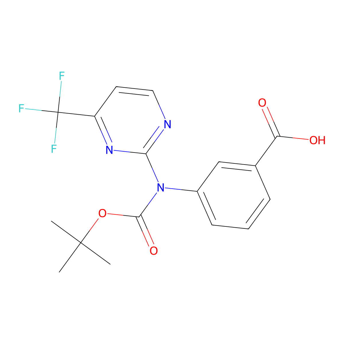 3-{[(Tert-butoxy)carbonyl][4-(trifluoromethyl)pyrimidin-2-yl]amino}benzoic acid molecular structure, CAS 2680904-12-3