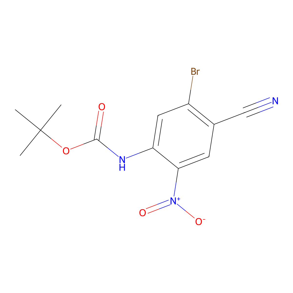 tert-butyl N-(5-bromo-4-cyano-2-nitrophenyl)carbamate molecular structure, CAS 2680904-18-9