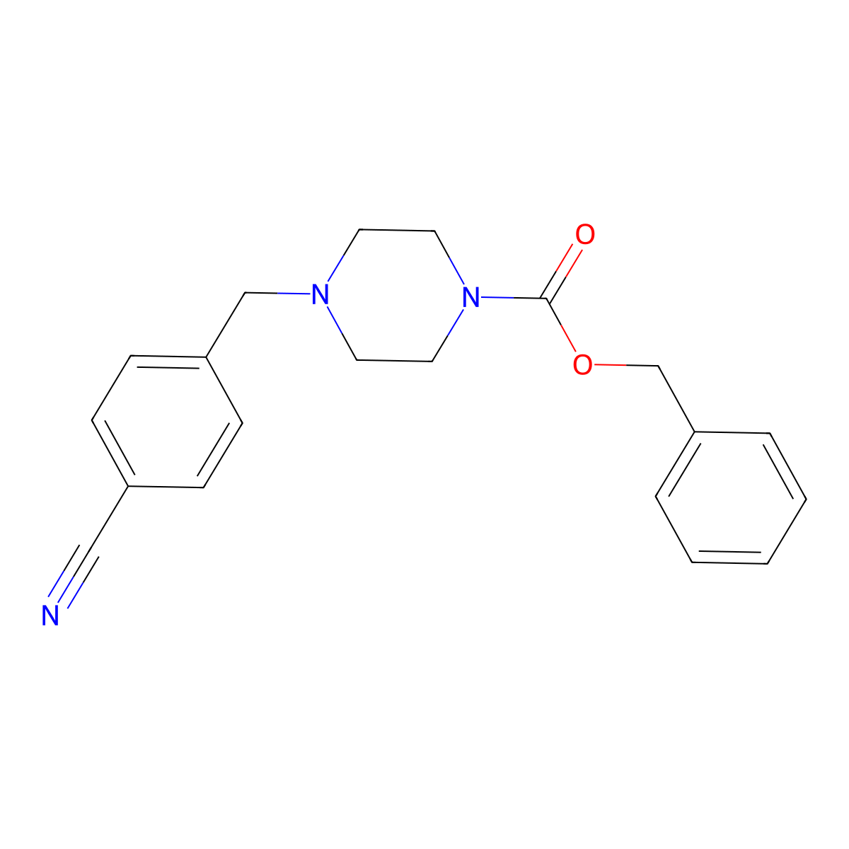 Benzyl 4-[(4-cyanophenyl)methyl]piperazine-1-carboxylate molecular structure, CAS 2680904-21-4