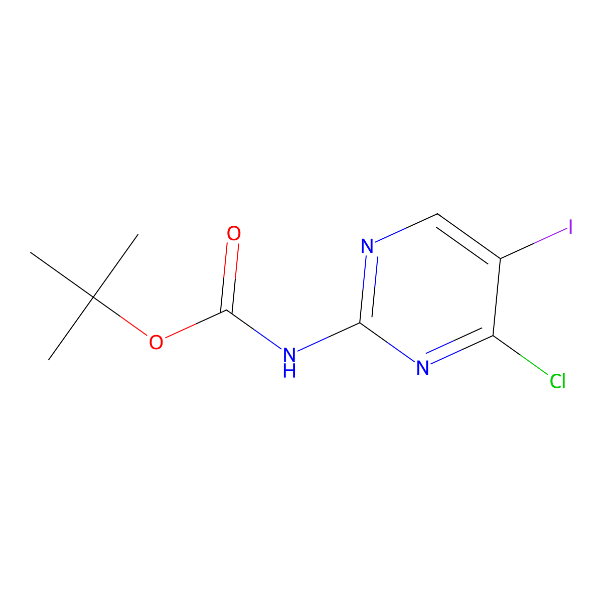 tert-butyl N-(4-chloro-5-iodopyrimidin-2-yl)carbamate molecular structure, CAS 2680904-22-5