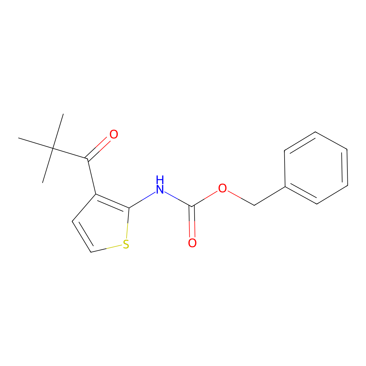 benzyl N-[3-(2,2-dimethylpropanoyl)thiophen-2-yl]carbamate molecular structure, CAS 2680904-24-7