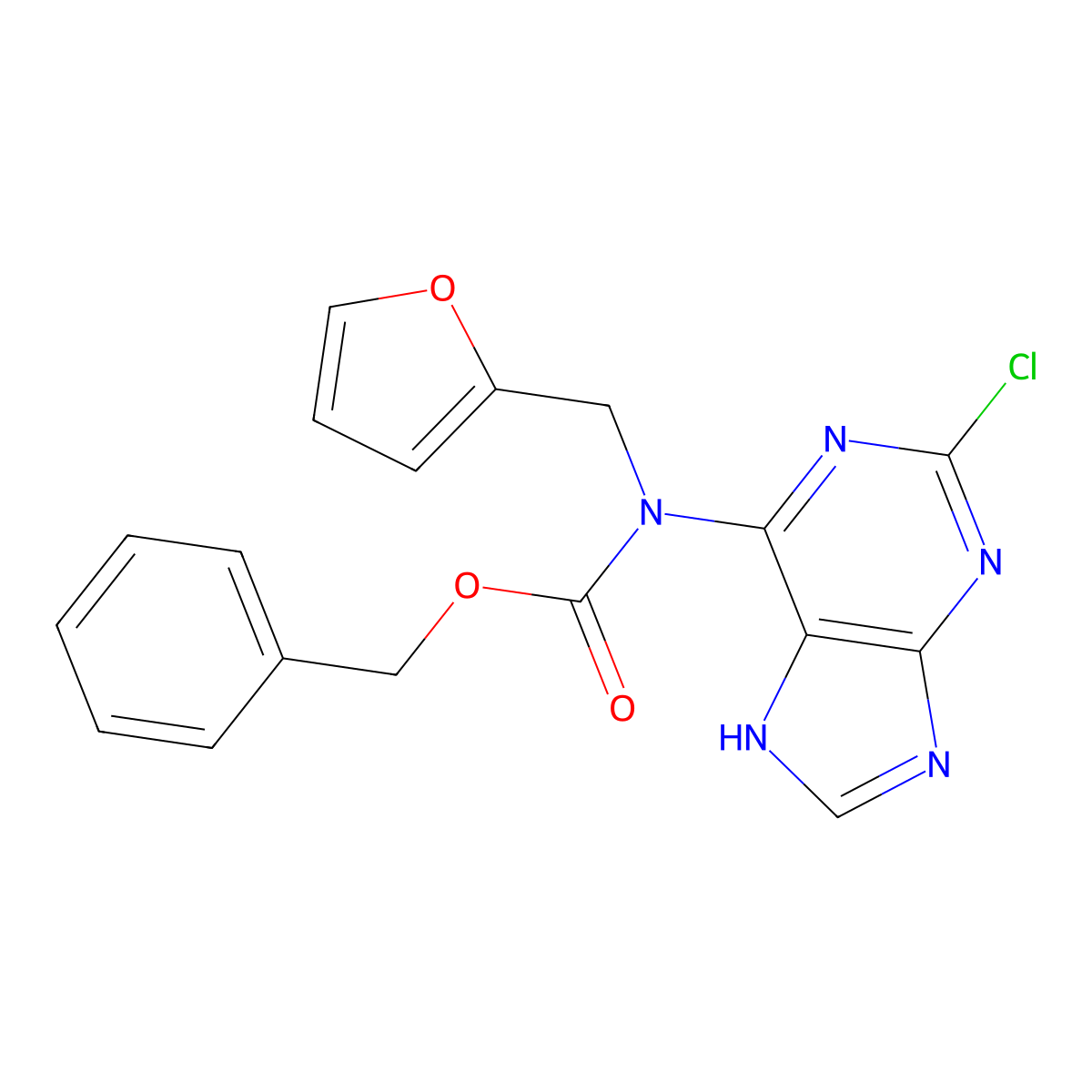 benzyl N-(2-chloro-7H-purin-6-yl)-N-[(furan-2-yl)methyl]carbamate molecular structure, CAS 2680904-33-8