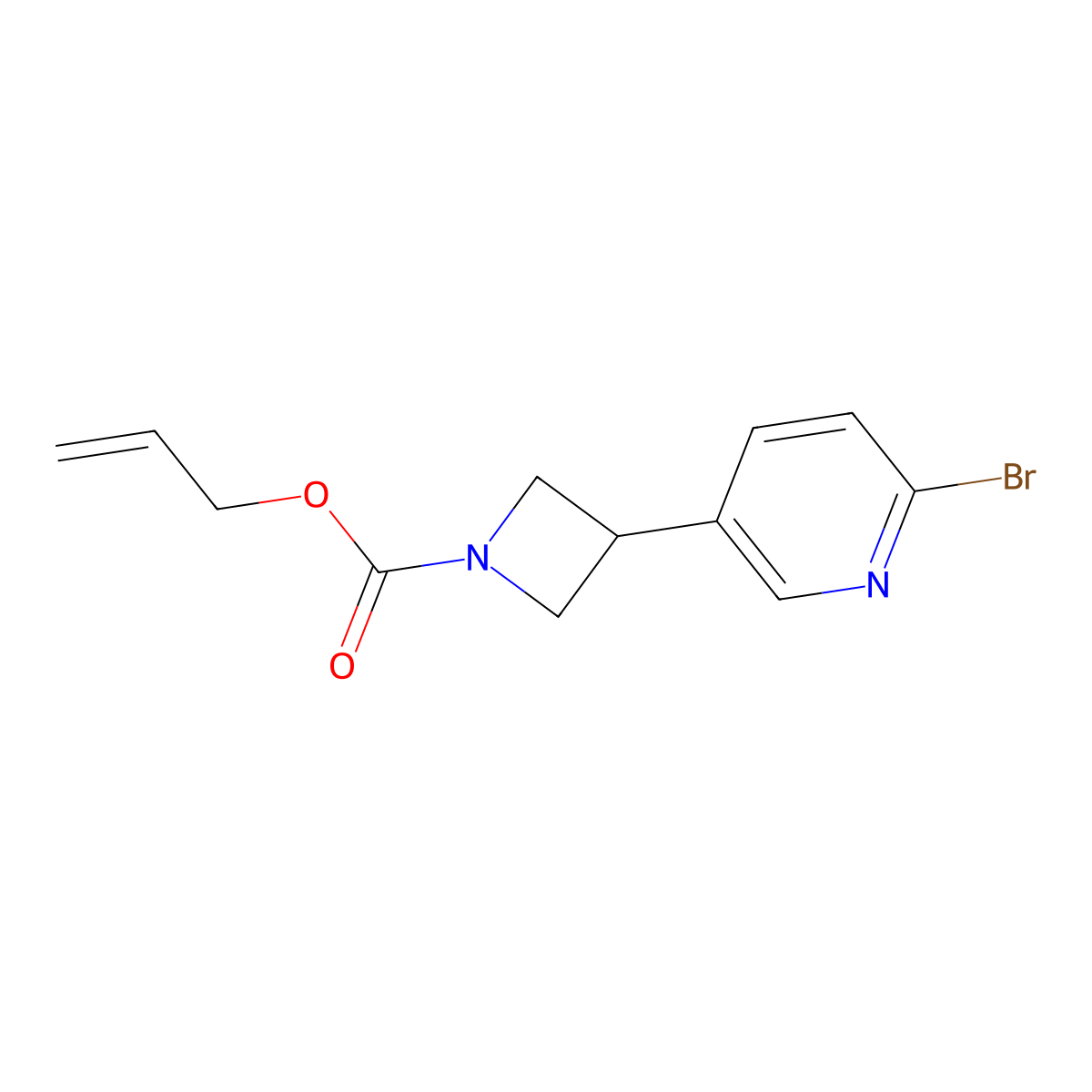Prop-2-en-1-yl 3-(6-bromopyridin-3-yl)azetidine-1-carboxylate molecular structure, CAS 2680904-36-1