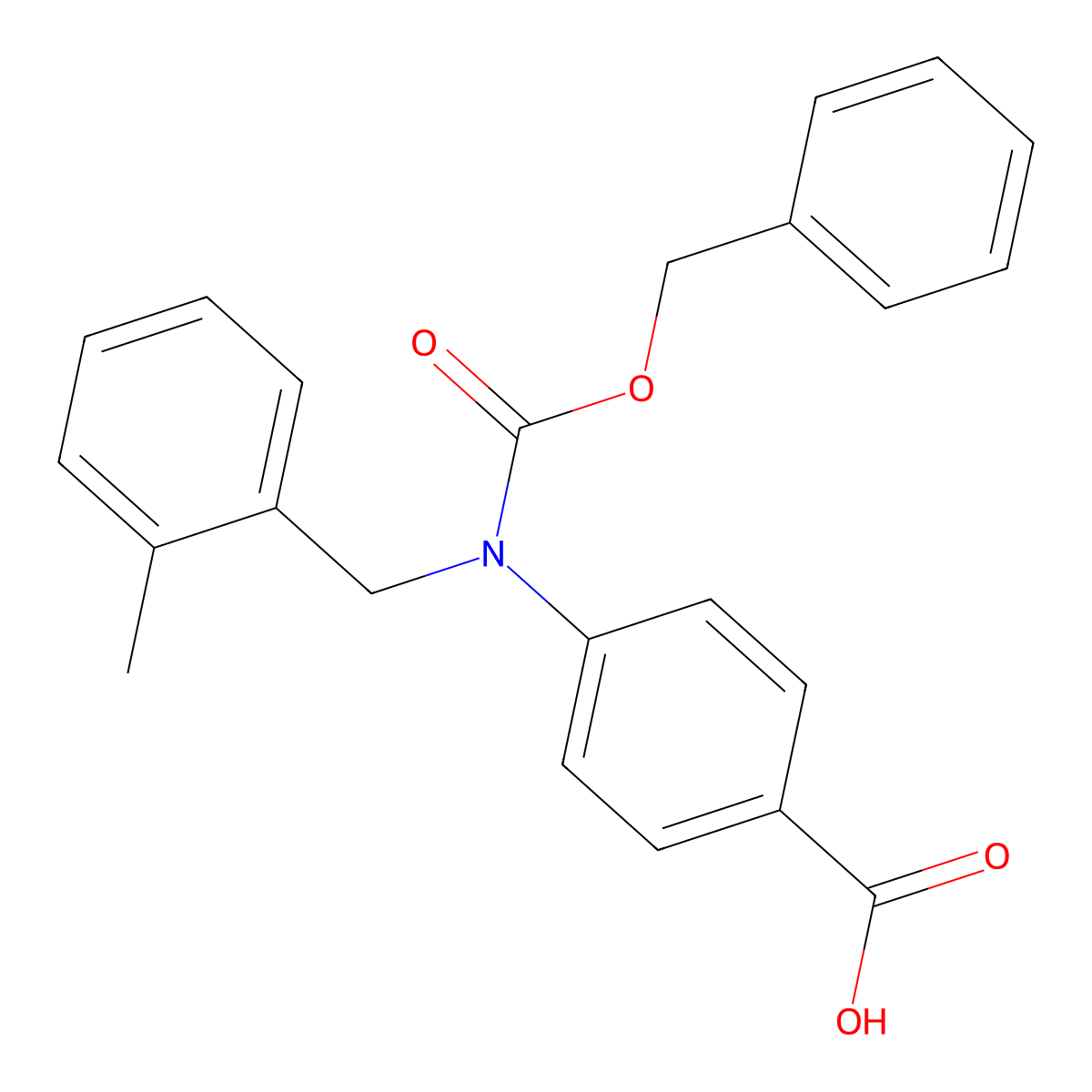 4-{[(Benzyloxy)carbonyl][(2-methylphenyl)methyl]amino}benzoic acid molecular structure, CAS 2680904-38-3
