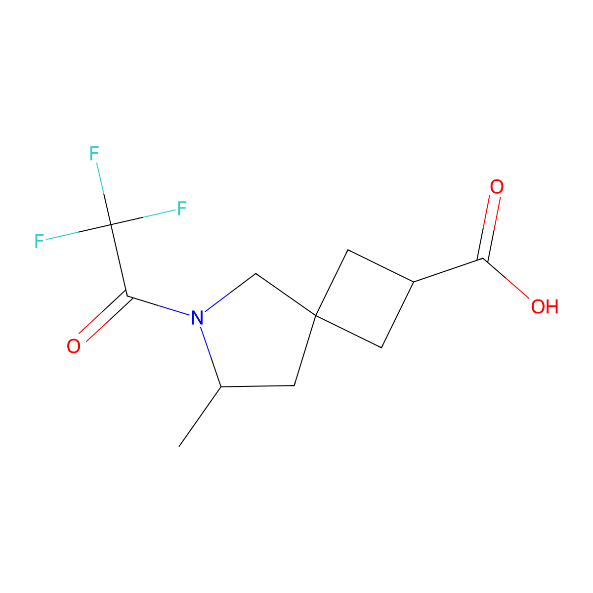 7-Methyl-6-(2,2,2-trifluoroacetyl)-6-azaspiro[3.4]octane-2-carboxylic acid molecular structure, CAS 2680904-40-7