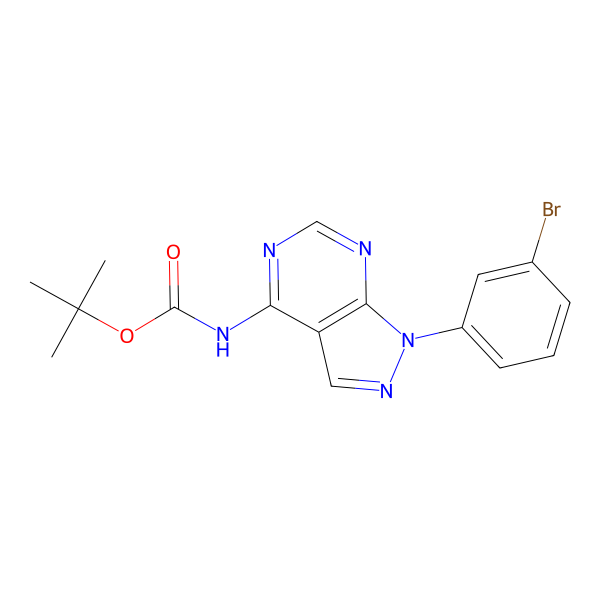 tert-butyl N-[1-(3-bromophenyl)-1H-pyrazolo[3,4-d]pyrimidin-4-yl]carbamate molecular structure, CAS 2680904-41-8