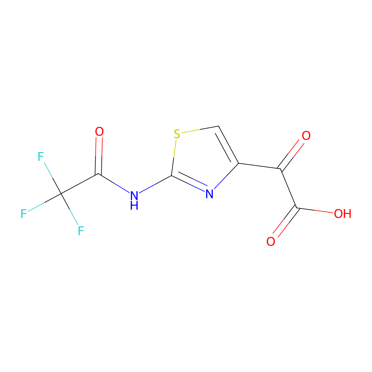 2-Oxo-2-[2-(2,2,2-trifluoroacetamido)-1,3-thiazol-4-yl]acetic acid molecular structure, CAS 2680904-43-0