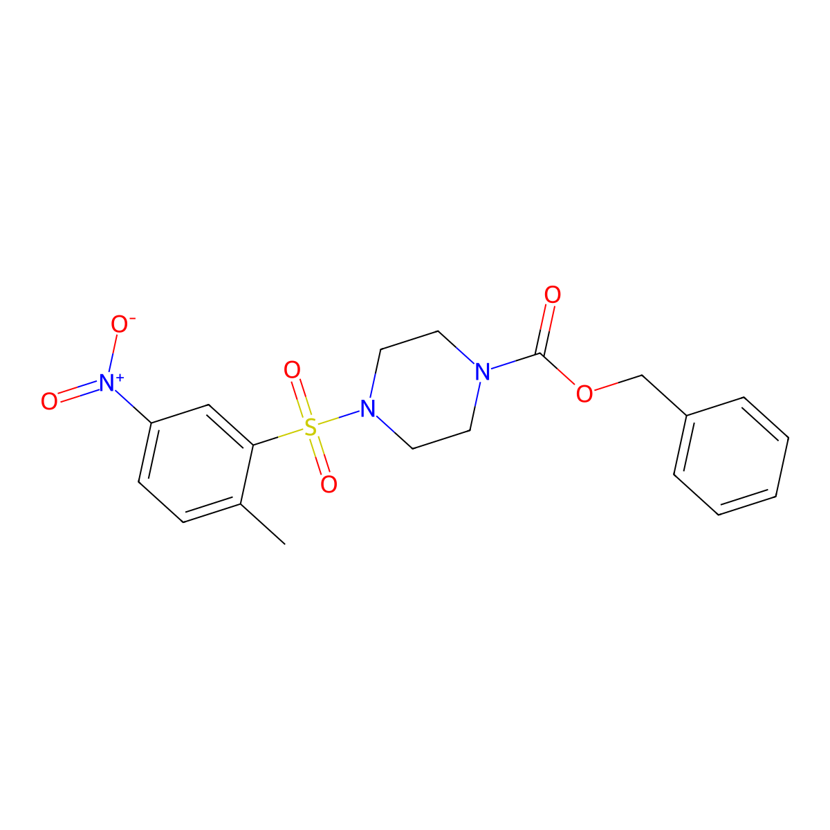 Benzyl 4-(2-methyl-5-nitrobenzenesulfonyl)piperazine-1-carboxylate molecular structure, CAS 2680904-48-5