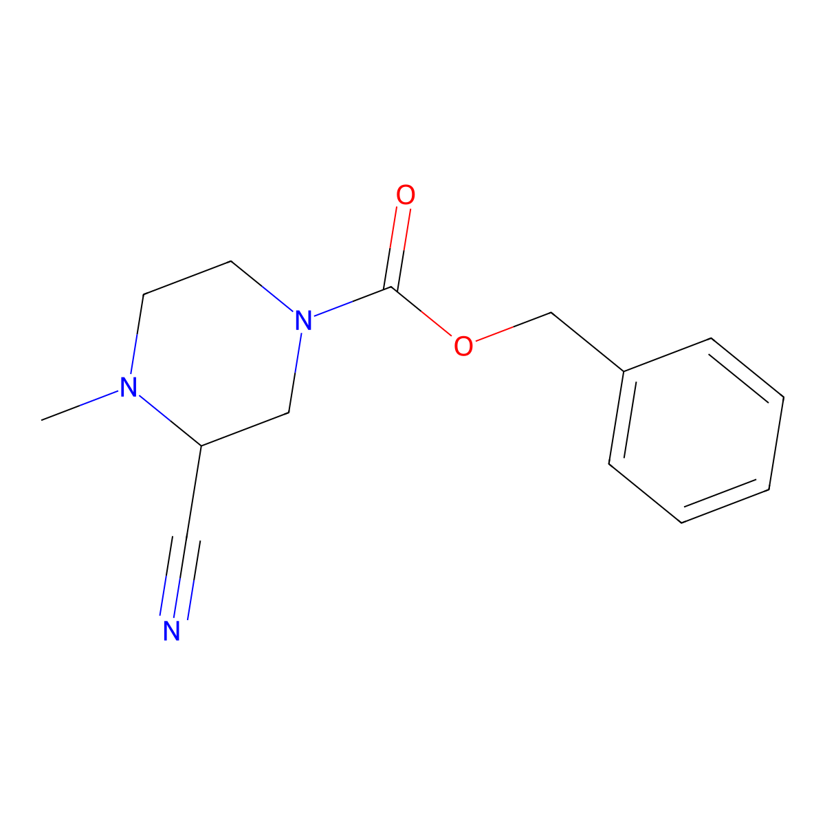 Benzyl 3-cyano-4-methylpiperazine-1-carboxylate molecular structure, CAS 2680904-49-6