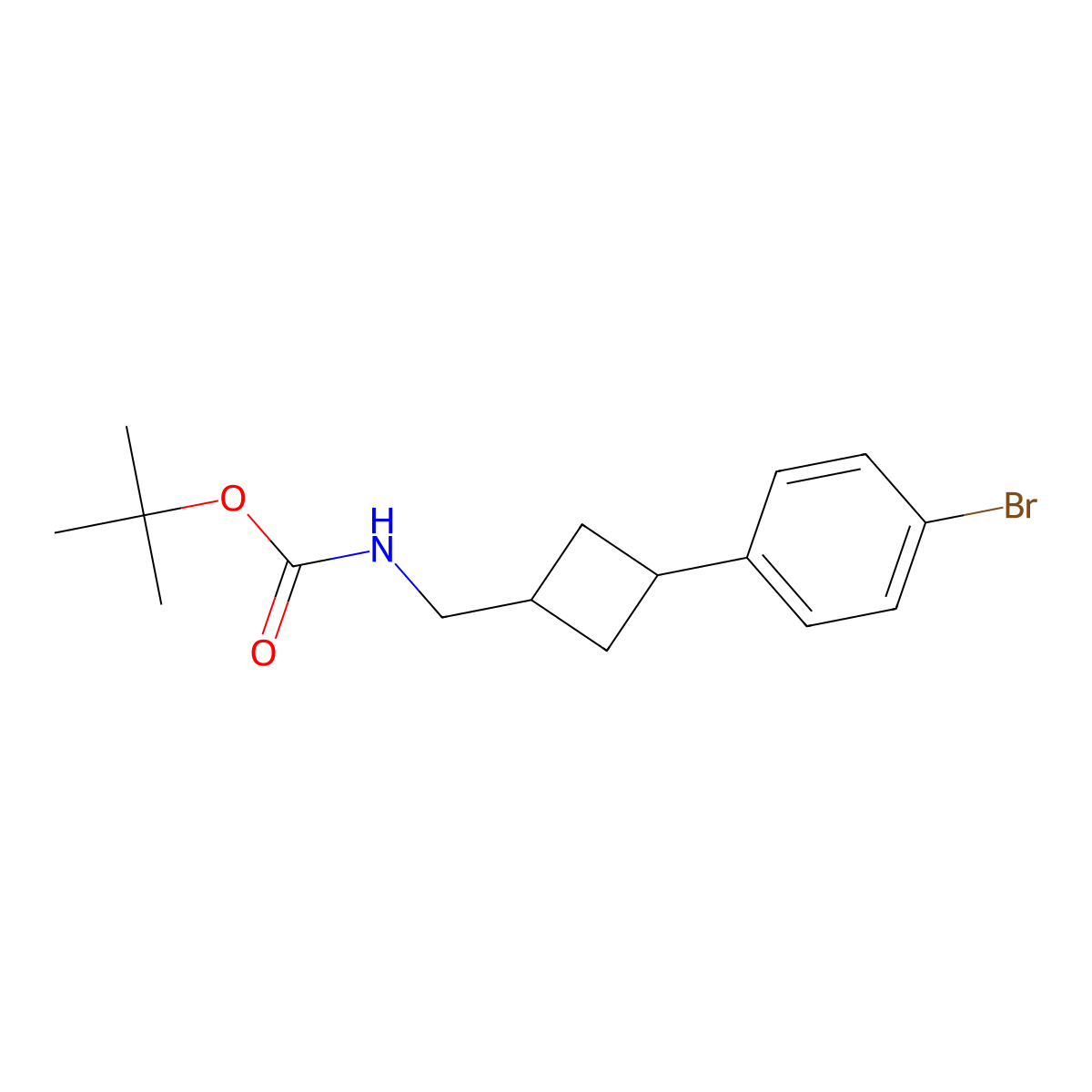 tert-butyl N-{[3-(4-bromophenyl)cyclobutyl]methyl}carbamate molecular structure, CAS 2680904-53-2