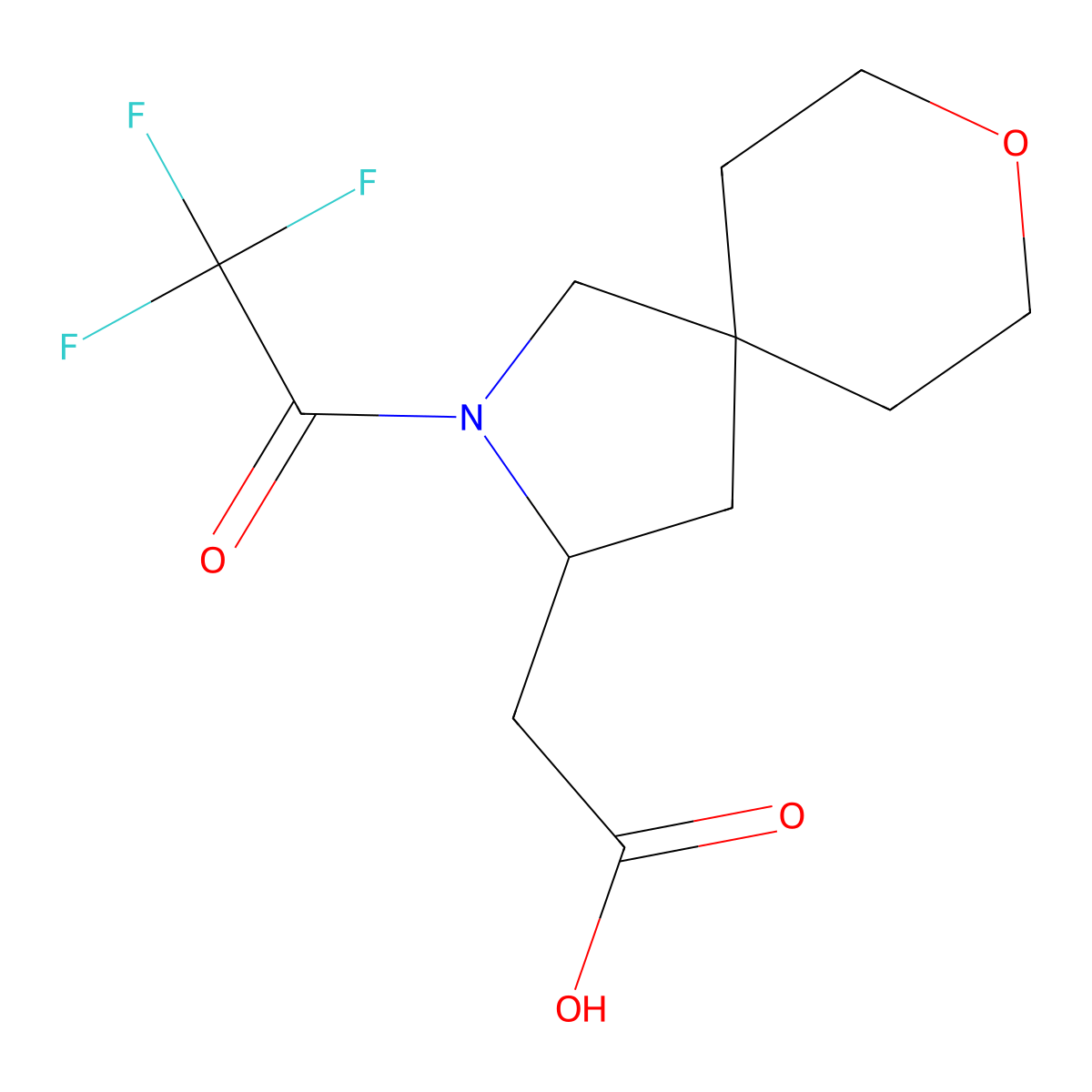 2-[2-(2,2,2-Trifluoroacetyl)-8-oxa-2-azaspiro[4.5]decan-3-yl]acetic acid molecular structure, CAS 2680904-55-4