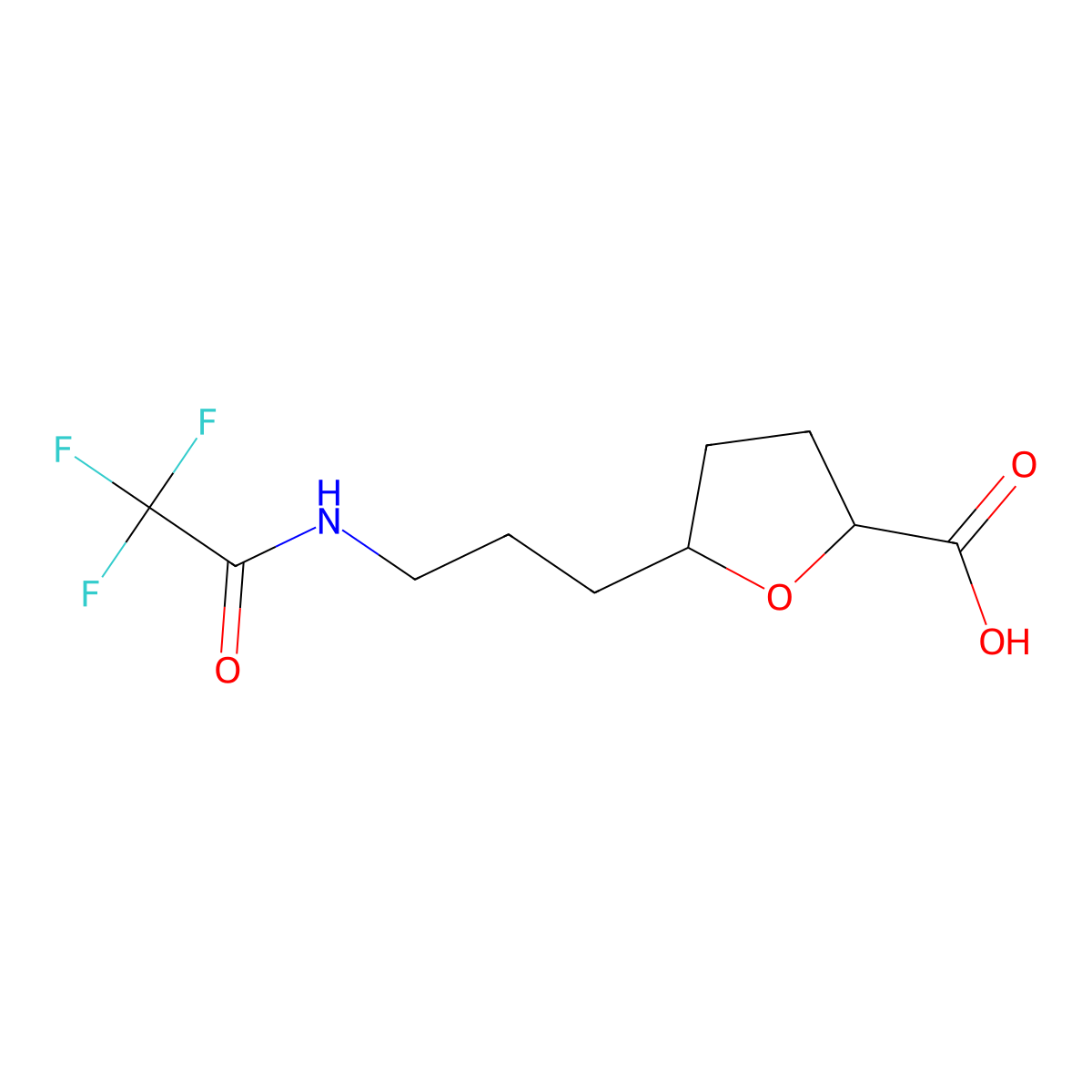 5-[3-(2,2,2-Trifluoroacetamido)propyl]oxolane-2-carboxylic acid molecular structure, CAS 2680904-62-3