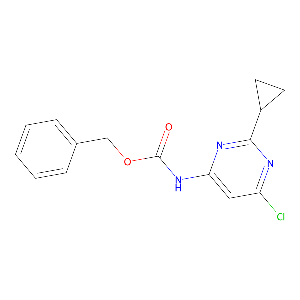 benzyl N-(6-chloro-2-cyclopropylpyrimidin-4-yl)carbamate molecular structure, CAS 2680904-66-7