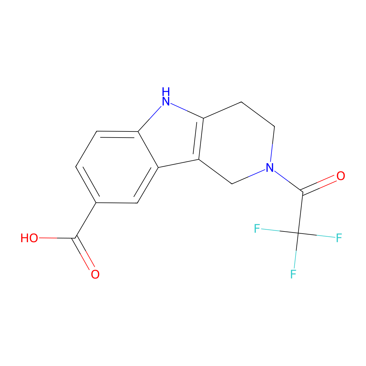 2-(2,2,2-trifluoroacetyl)-1H,2H,3H,4H,5H-pyrido[4,3-b]indole-8-carboxylic acid molecular structure, CAS 2680904-67-8